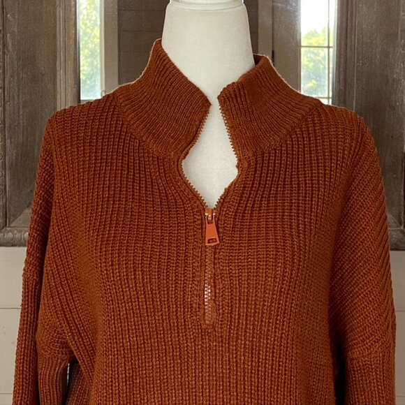 Loose Fit Pullover Fall Mock Turtleneck Rust Sweater Womens Sz S - Picture 2 of 7